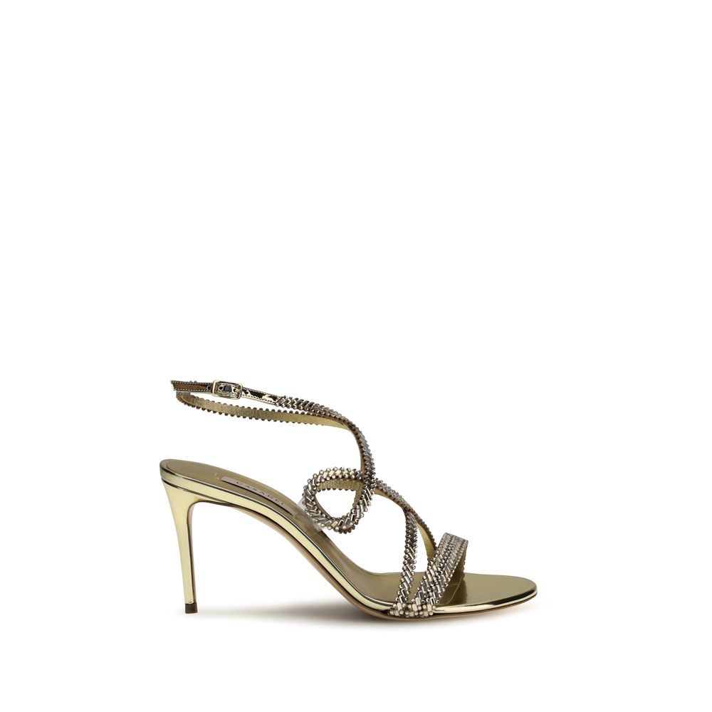 Casadei Sandale mit Stiletto-Absatz aus Kalbsleder Bos Taurus in Gold