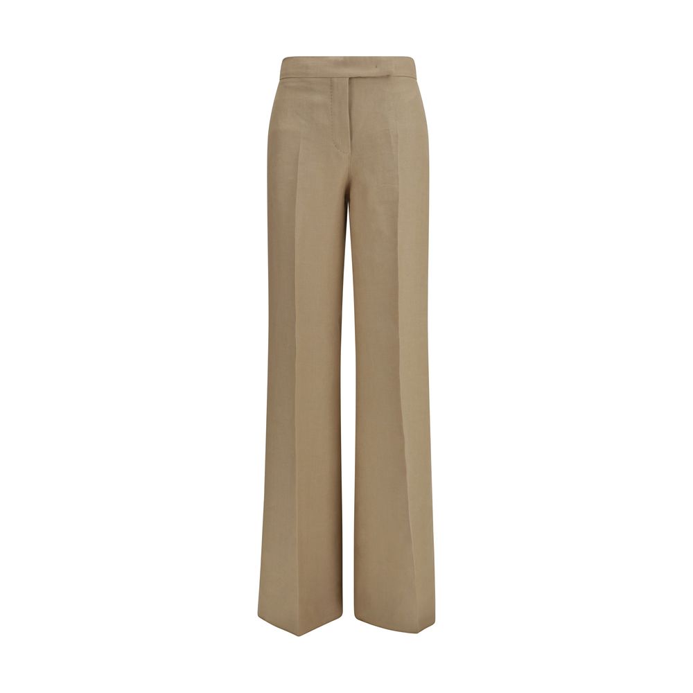 Max Mara Beige Leinen Freizeithose