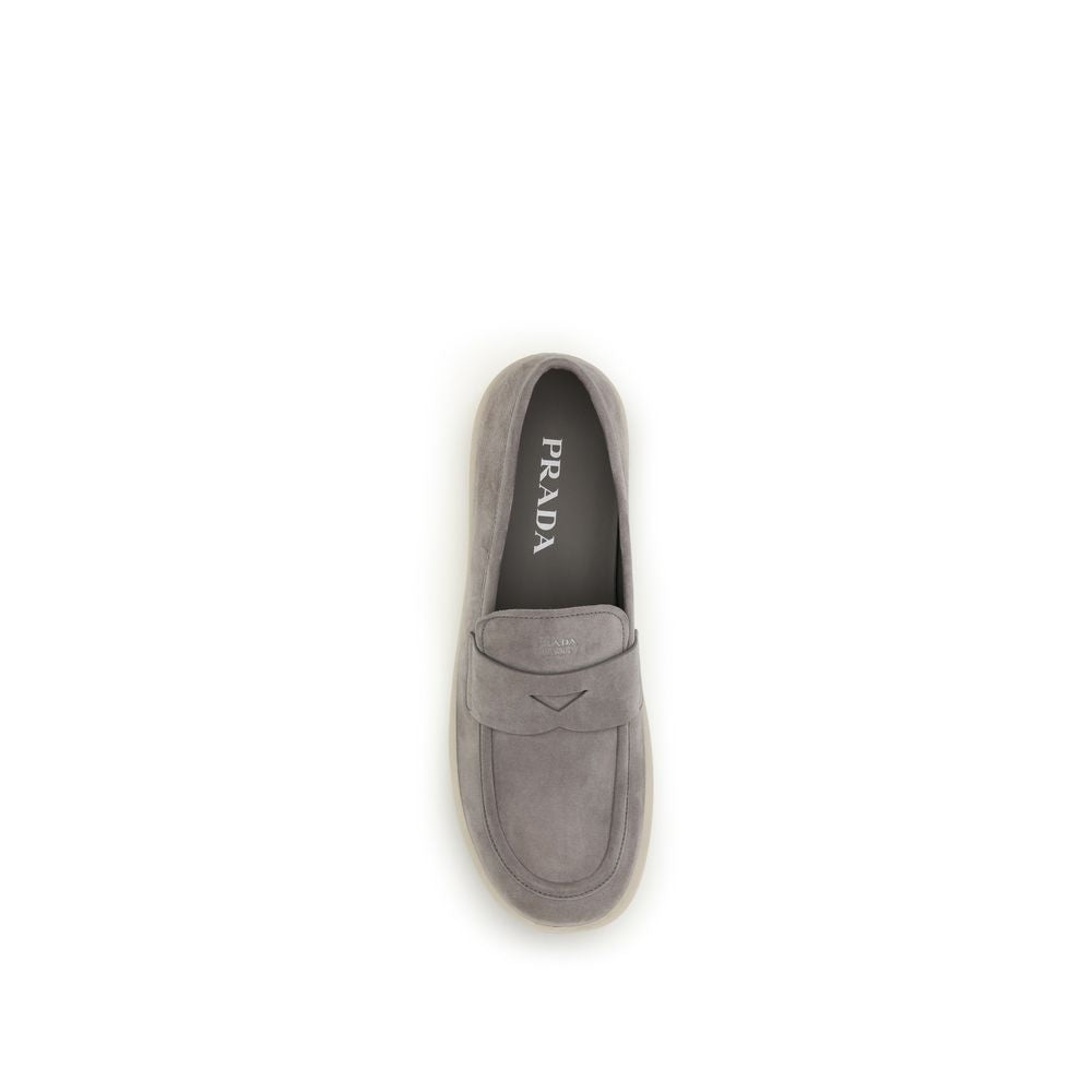 Prada Graue Kalbsleder Bos Taurus Slipper-Loafer
