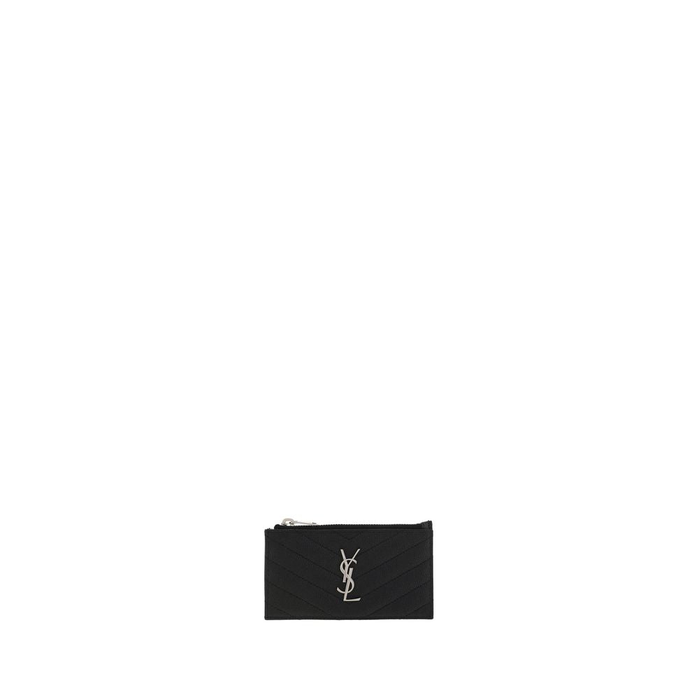 Saint Laurent Schwarzes Kalbsleder Bos Taurus Portemonnaie