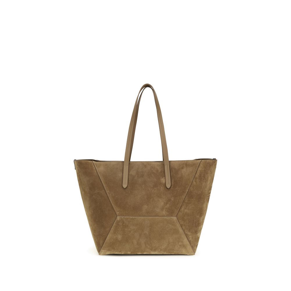 Brunello Cucinelli Beige Kalbsleder Bos Taurus Schultertasche