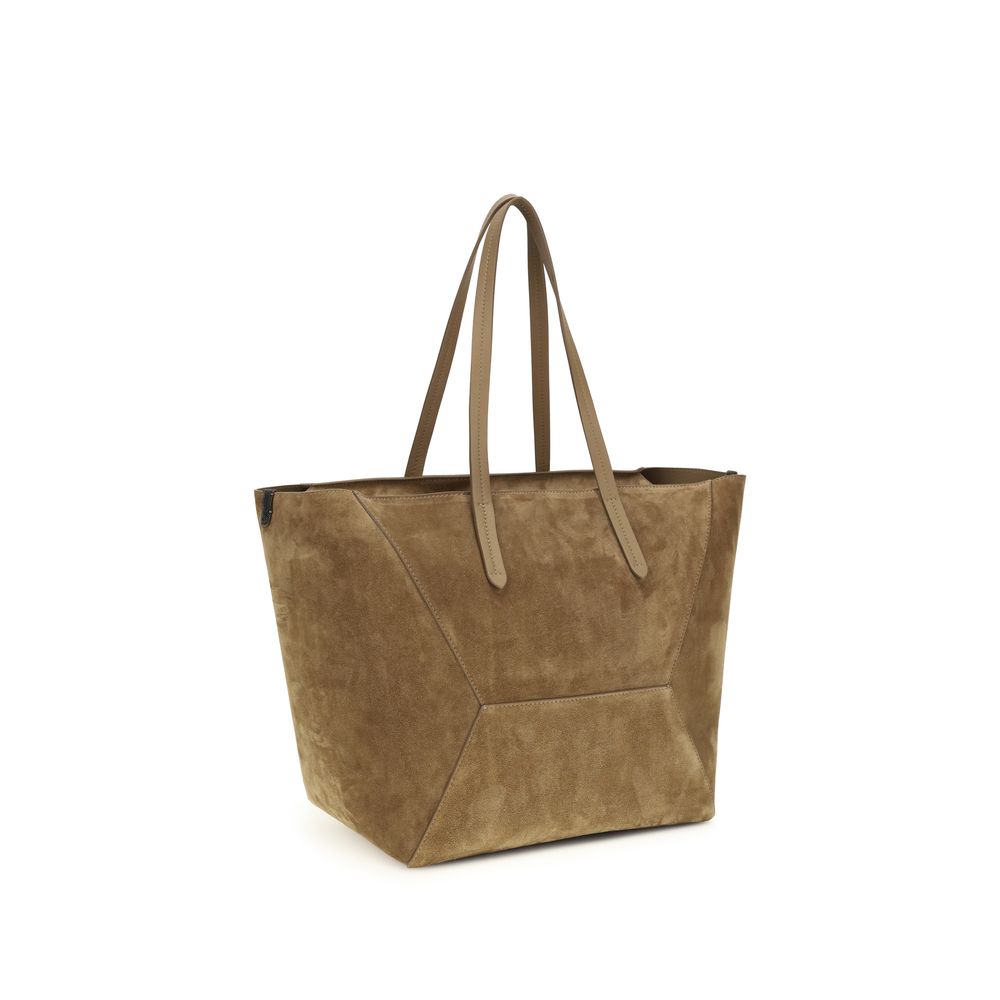 Brunello Cucinelli Beige Kalbsleder Bos Taurus Schultertasche