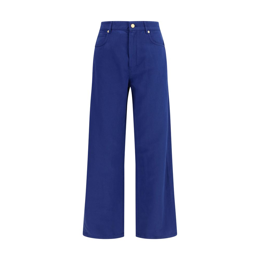 'S Max Mara Blaue Baumwoll-Freizeithose
