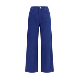 'S Max Mara Blaue Baumwoll-Freizeithose
