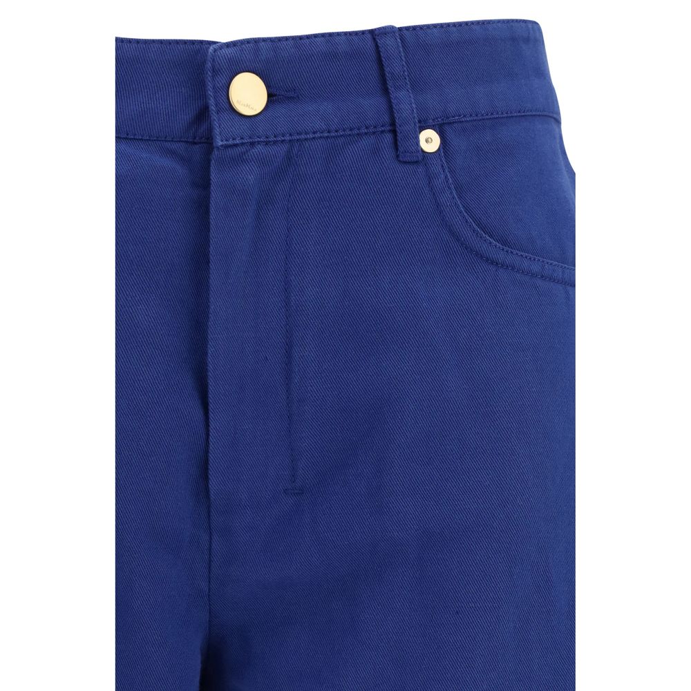 'S Max Mara Blaue Baumwoll-Freizeithose