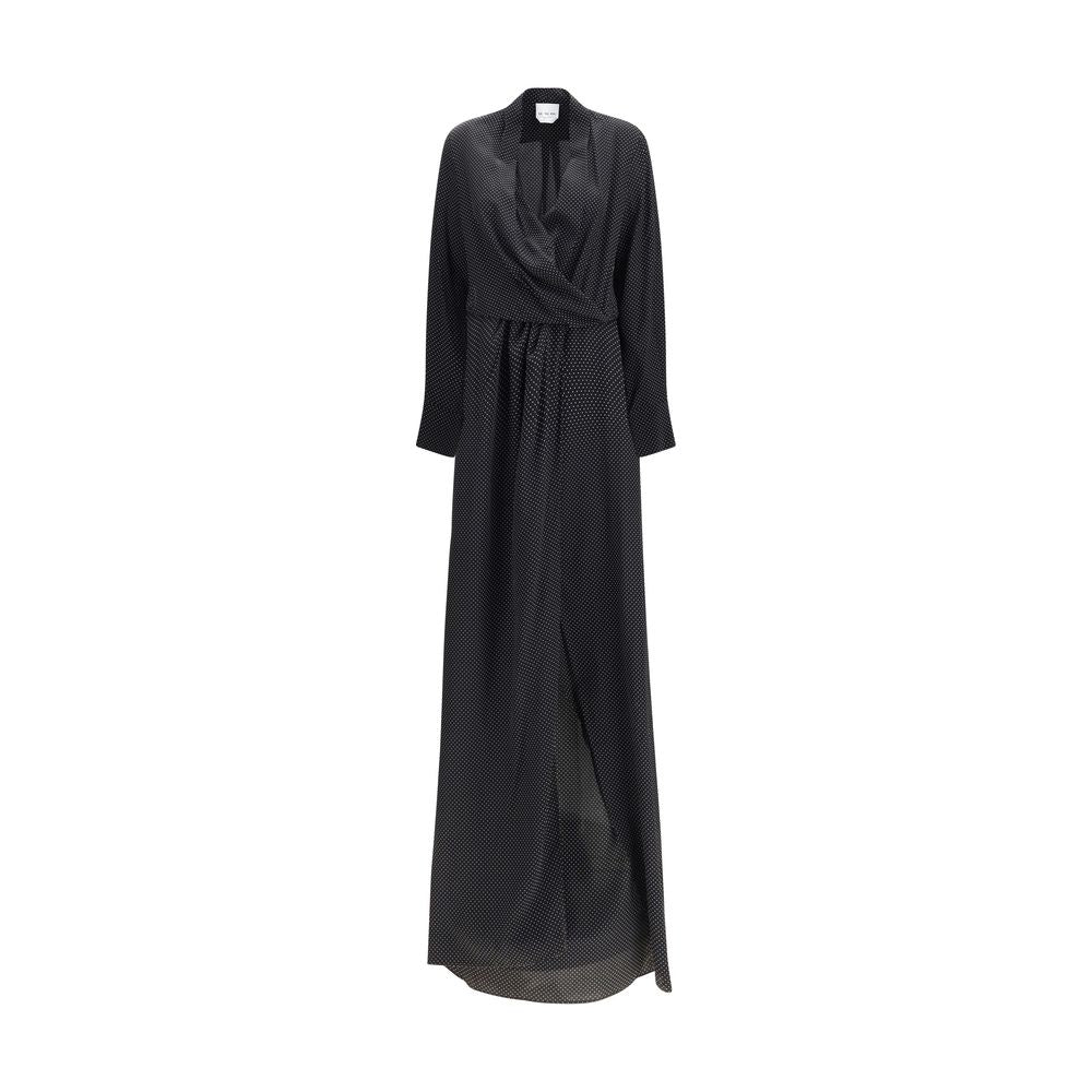 SA SU PHI Schwarzes Seiden-Maxikleid