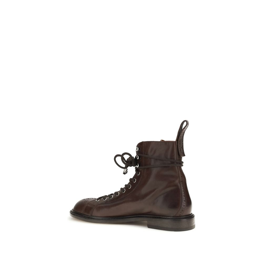 Versace Braune Kalbsleder Bos Taurus Schnürstiefel