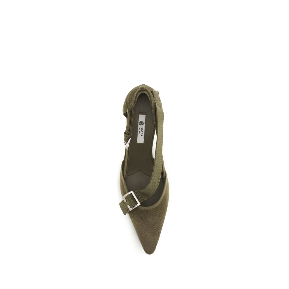 Prada Zweifarbige Pumps aus Baumwolle mit mittelhohem Absatz