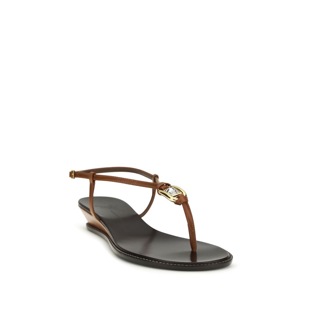 Giuseppe Zanotti Braune Keilabsatz-Sandalen aus Kalbsleder Bos Taurus