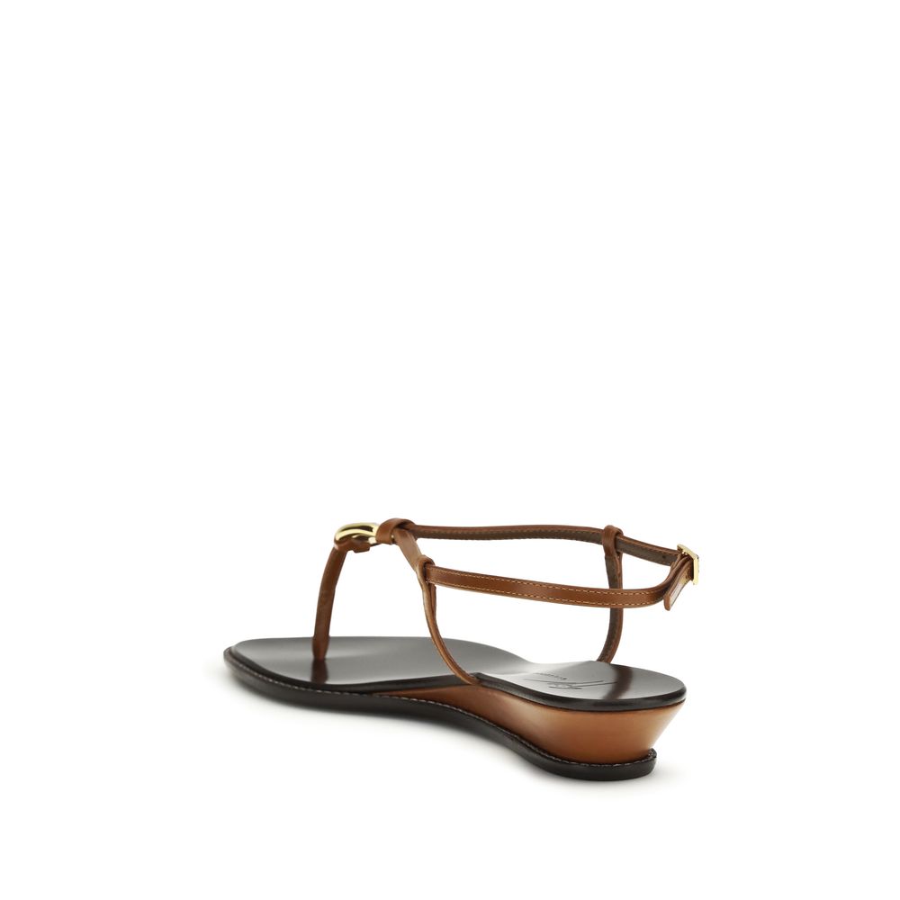 Giuseppe Zanotti Braune Keilabsatz-Sandalen aus Kalbsleder Bos Taurus