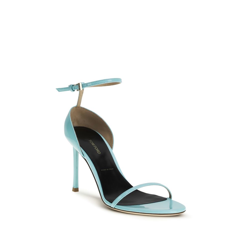 Tom Ford Sandale mit Stiletto-Absatz aus blauem Kalbsleder Bos Taurus