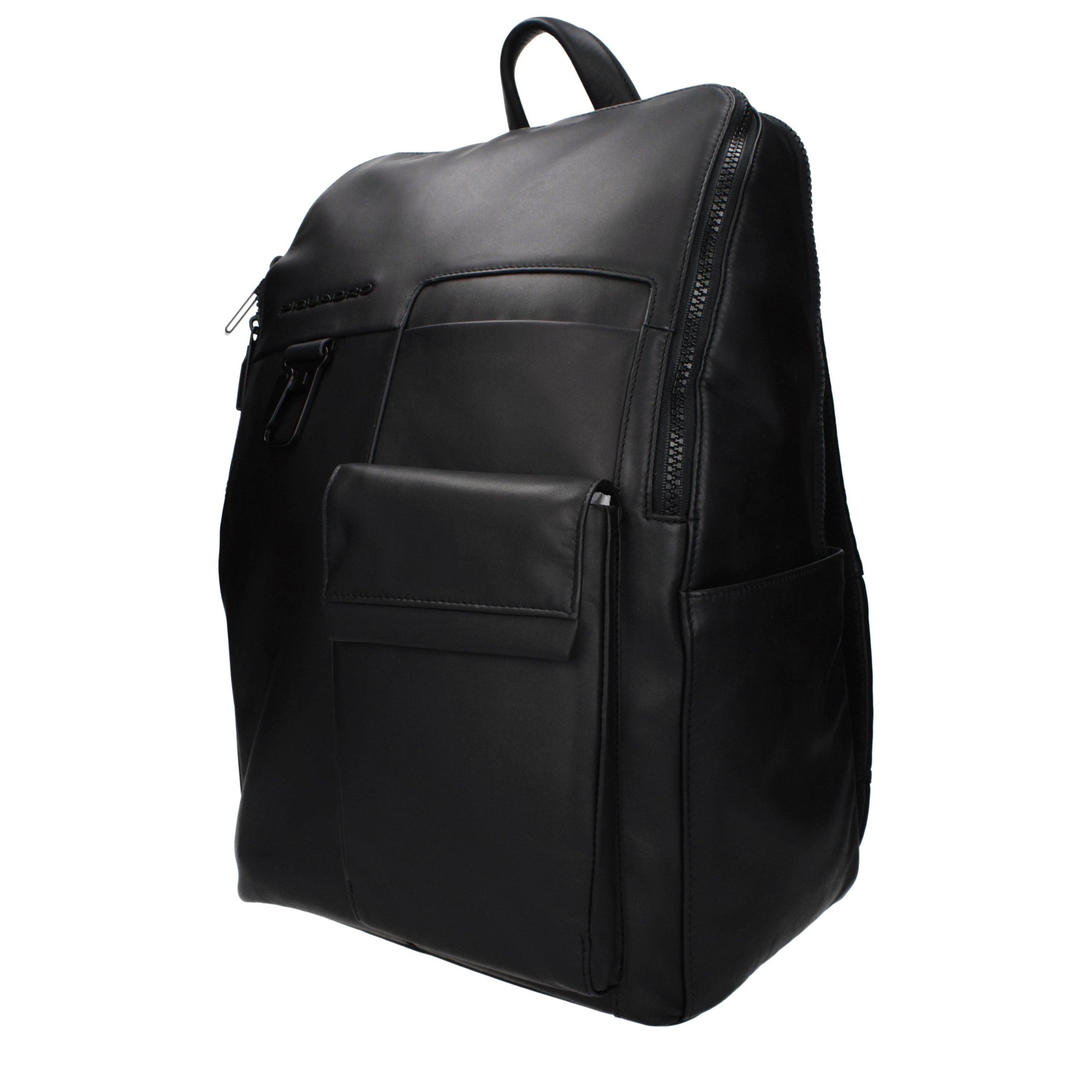 Piquadro Schwarzer Lederrucksack