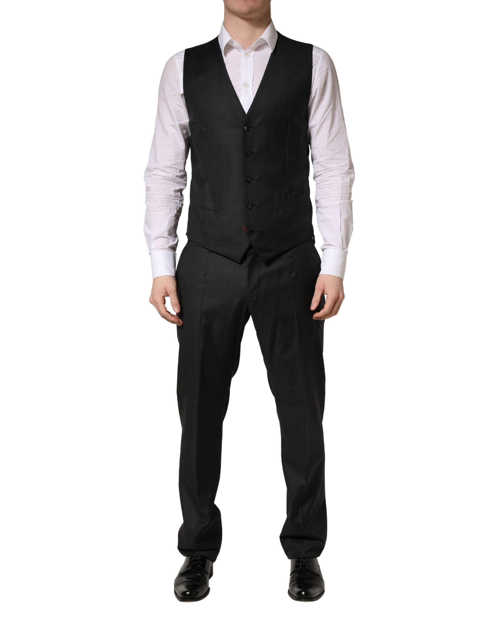 Dolce & Gabbana Schwarzer Woll-Anzug im Slim Fit-Stil, 3-teilig für Herren