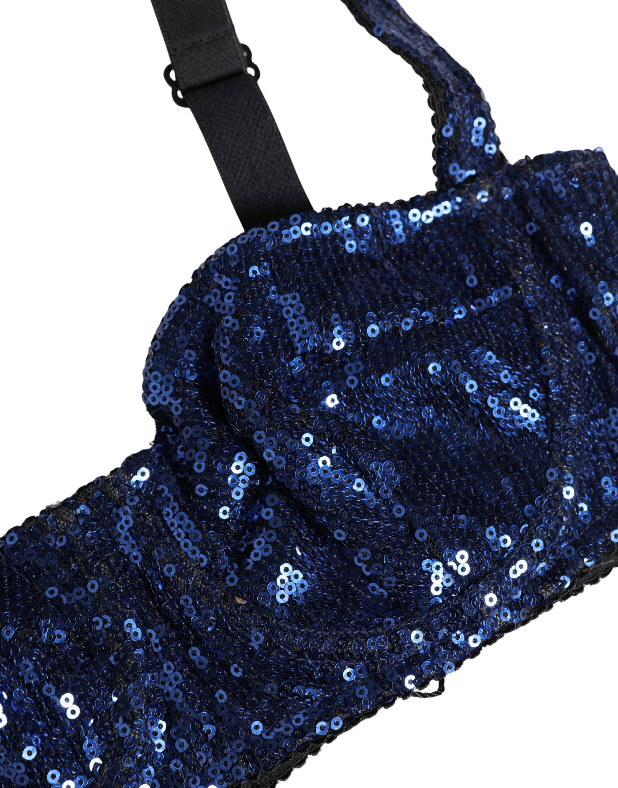 Dolce & Gabbana Blauer BH mit Pailletten aus Nylon, Balconette-Form