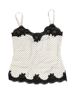 Dolce & Gabbana Weiße Spitzen-Camisole mit Tupfenmuster