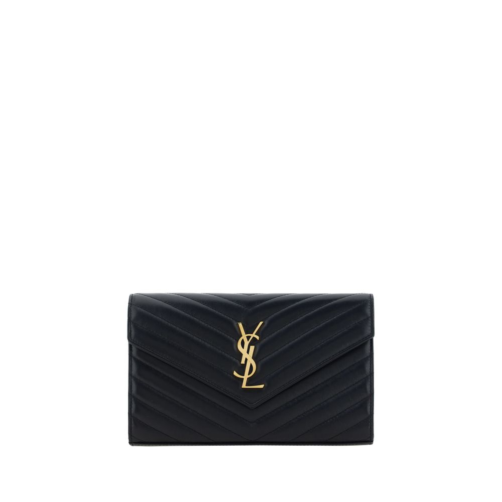 Saint Laurent Schwarze Bos Taurus Kalbsleder Schultertasche