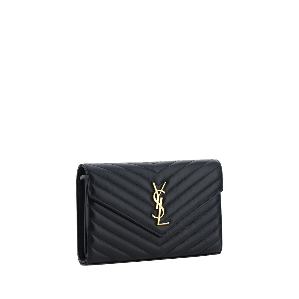 Saint Laurent Schwarze Bos Taurus Kalbsleder Schultertasche