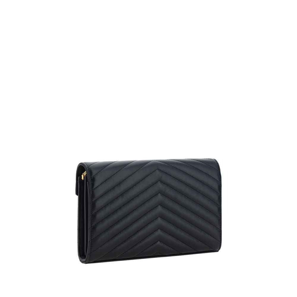 Saint Laurent Schwarze Bos Taurus Kalbsleder Schultertasche