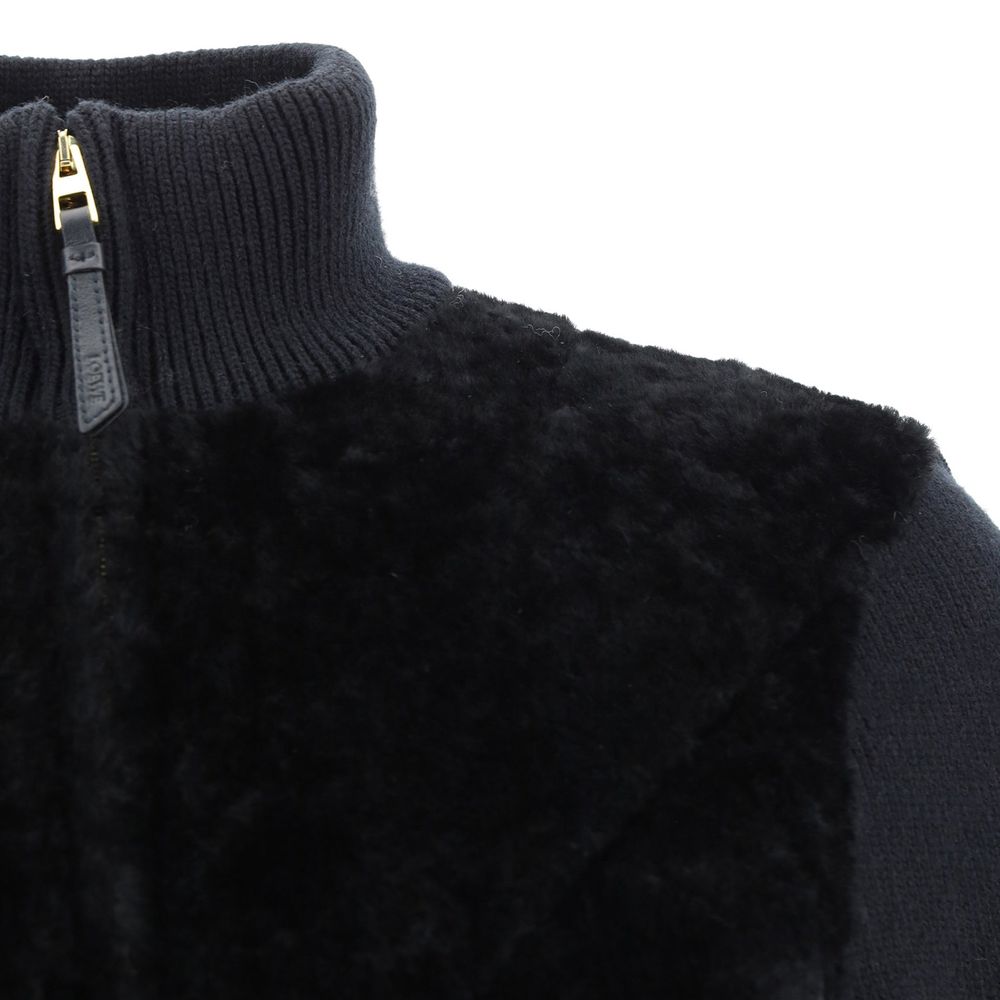 Loewe Schwarzer Lammfellmantel