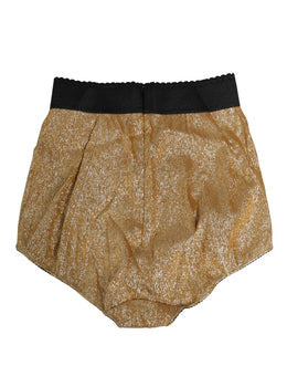 Dolce & Gabbana Goldfarbene Seidenmischung High Waist Miederhose Unterwäsche