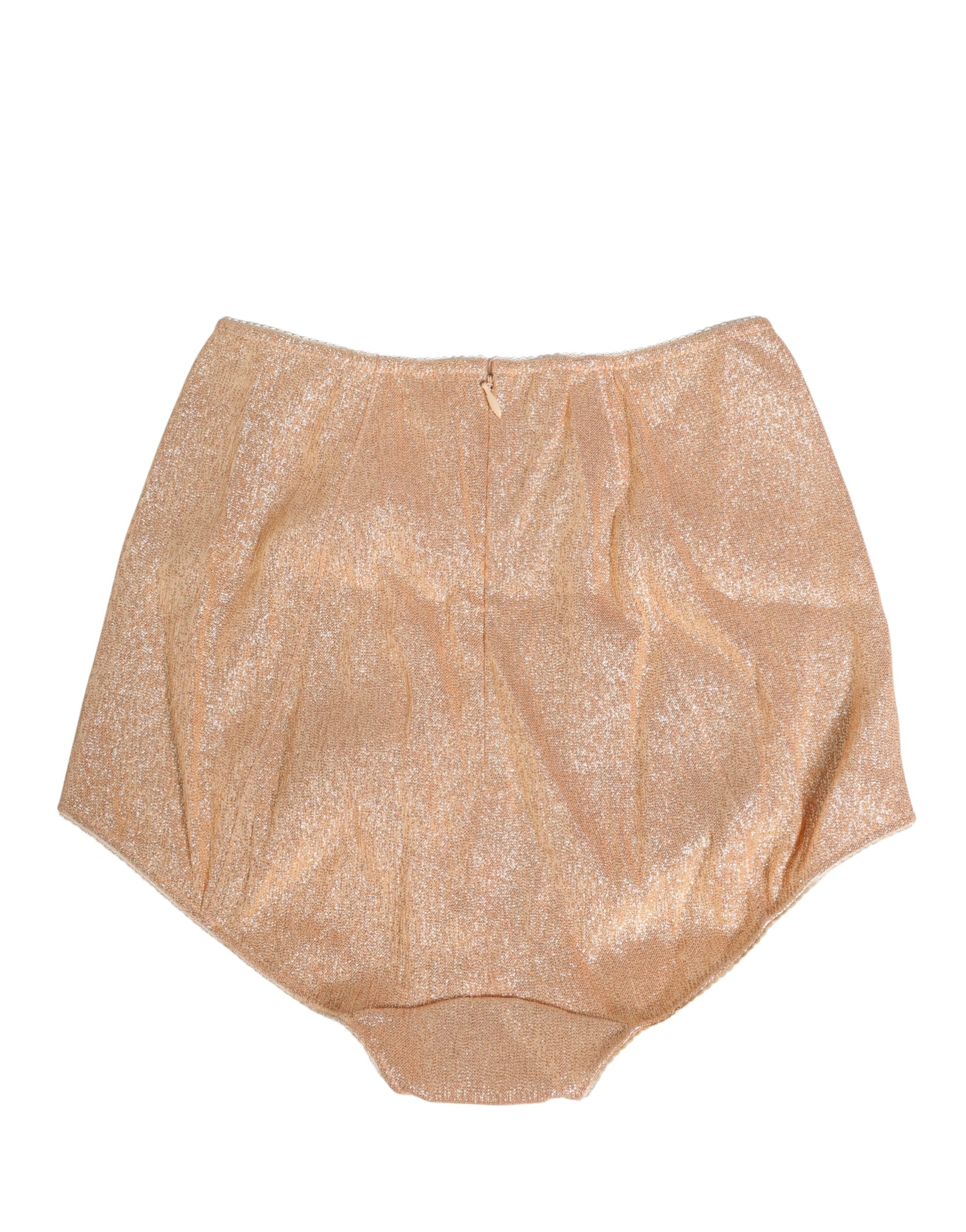 Dolce & Gabbana Beige Seidenmischung High Waist Miederhose Unterwäsche