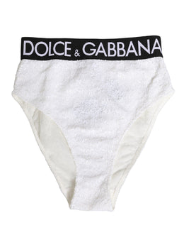 Dolce & Gabbana Weiße schwarze Pailletten High Waist Panty Unterwäsche