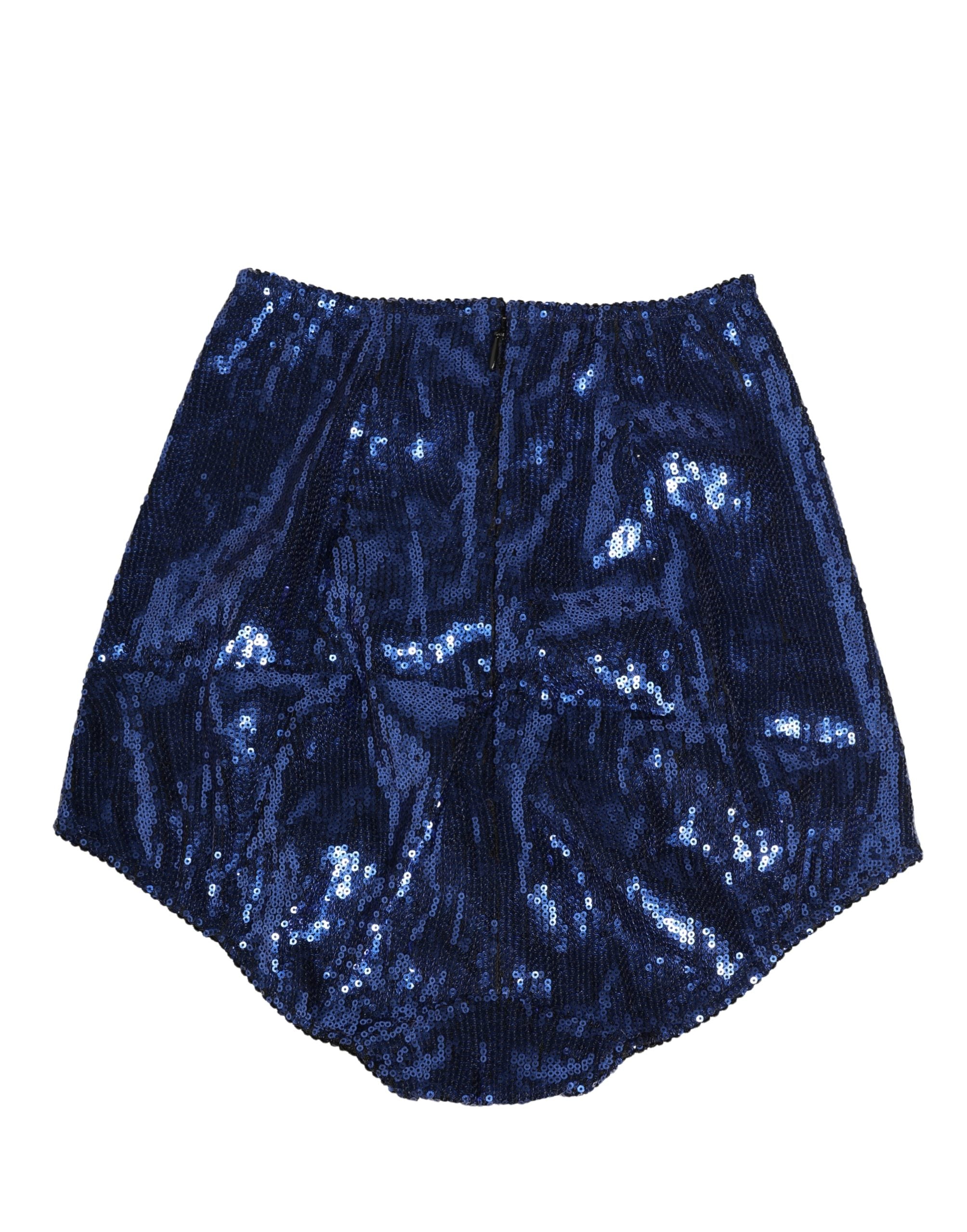 Dolce & Gabbana Blaue High-Waist-Gürtel-Panty mit Pailletten