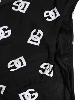 Dolce & Gabbana Weiße schwarze Logo-Bund Midi-Slip Unterwäsche