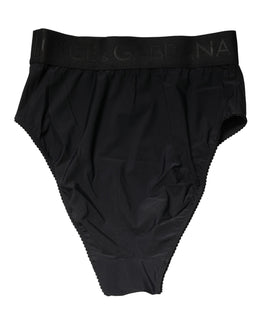 Dolce & Gabbana Schwarzer High-Waist-Slip mit Logo-Bund