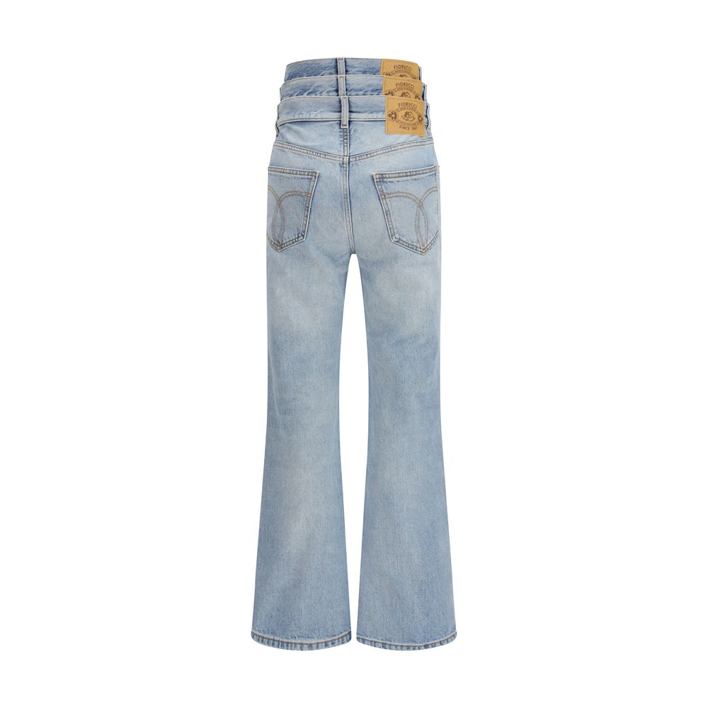 Fiorucci Blaue Baumwoll-Jeans mit ausgestelltem Bein