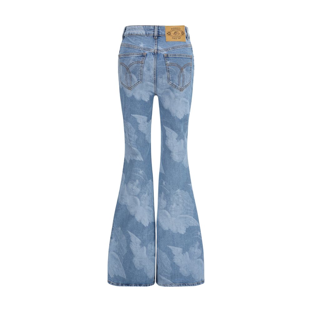 Fiorucci Blaue Baumwoll-Jeans mit ausgestelltem Bein