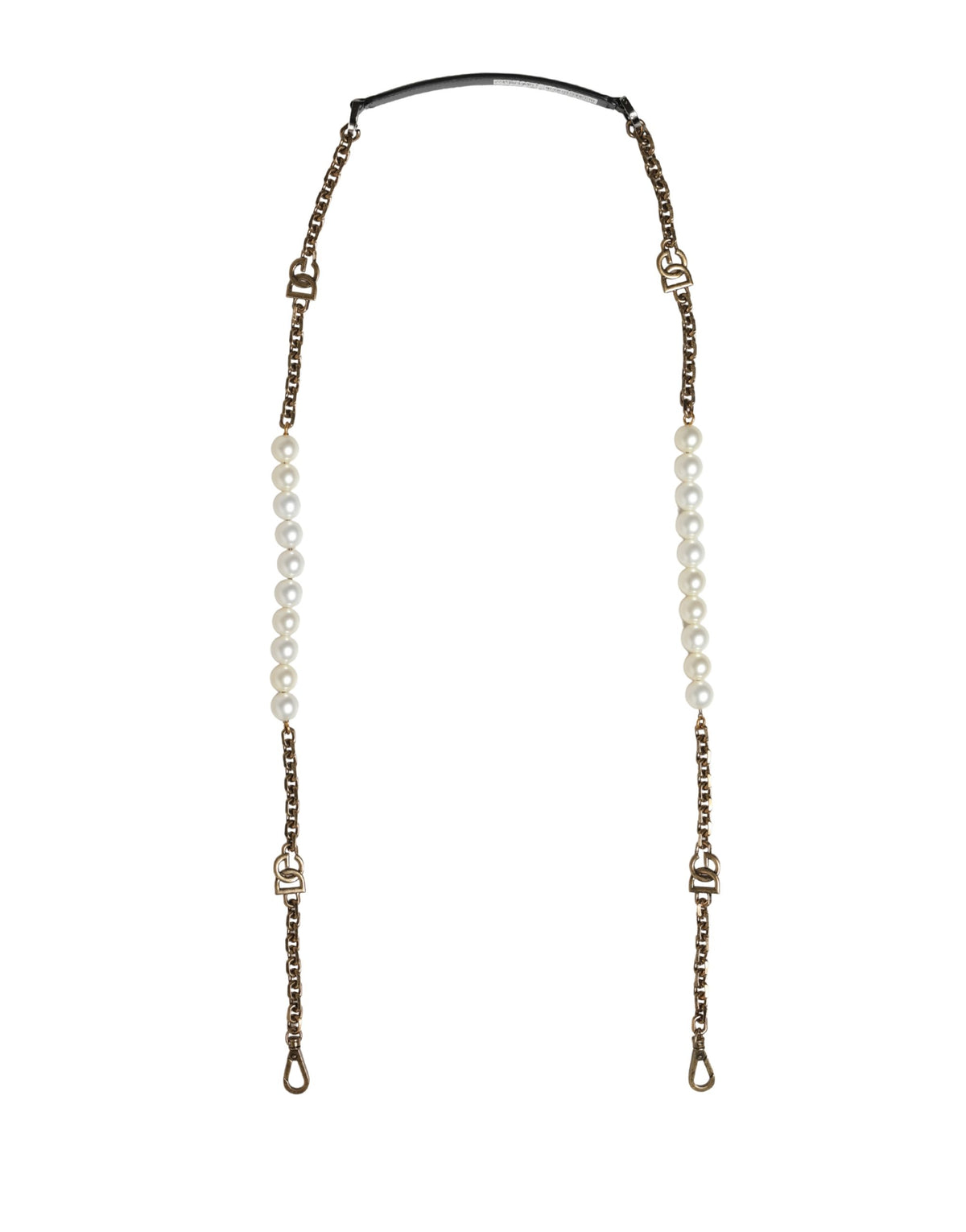 Dolce & Gabbana Schwarzes Leder Goldkette Tasche Accessoire Schulterriemen