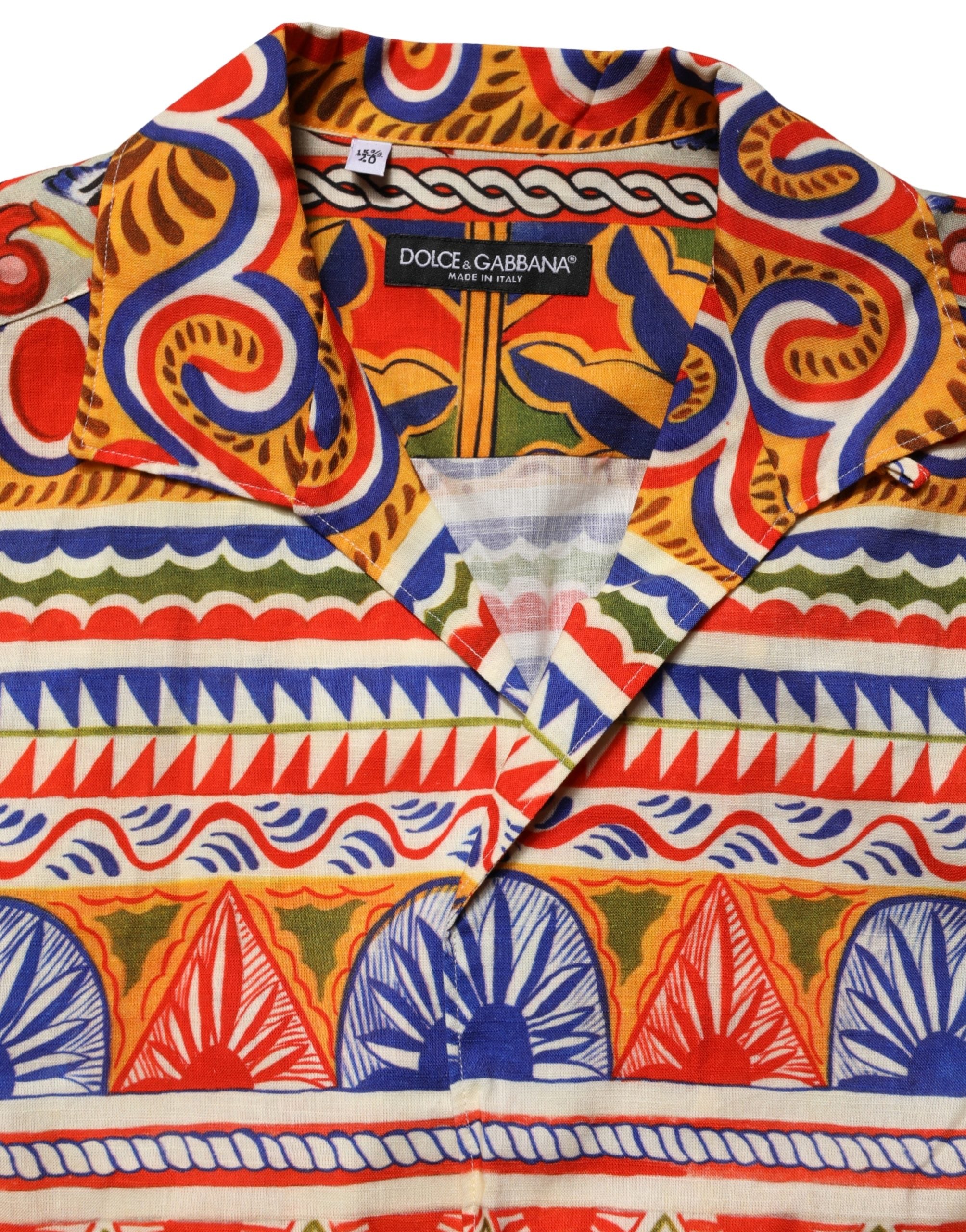 Dolce & Gabbana Mehrfarbiges Hemd aus Baumwoll-Twill im Stil des sizilianischen Karrens für Herren