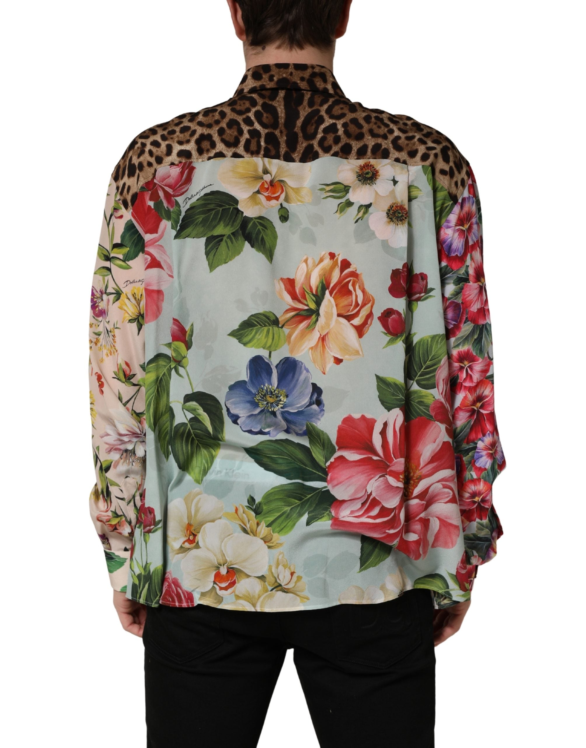 Dolce & Gabbana Hemd mit Multicolor-Blumen-Tierprint und Kragen