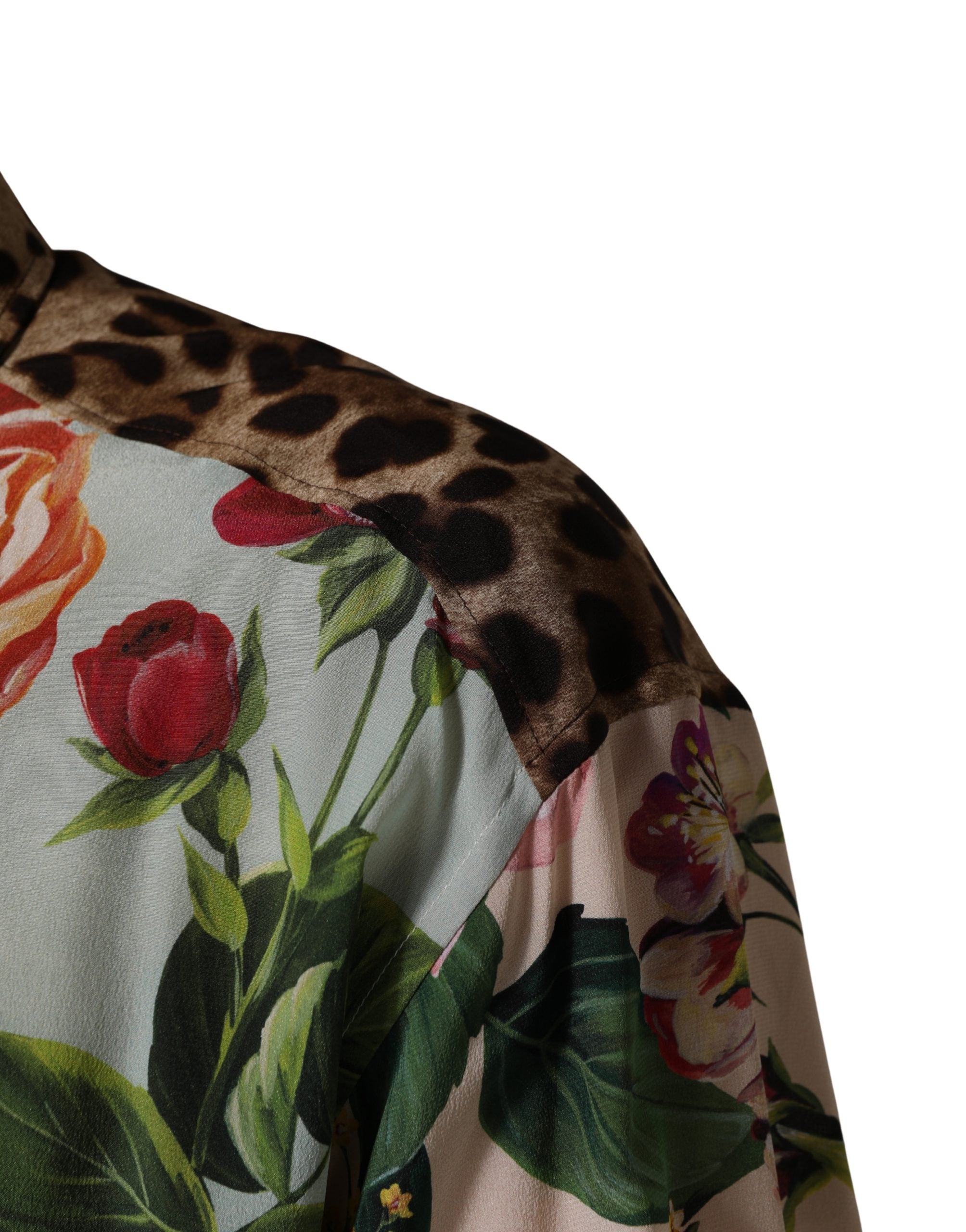 Dolce & Gabbana Hemd mit Multicolor-Blumen-Tierprint und Kragen