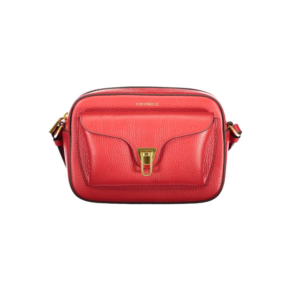 Coccinelle Damen-Tasche aus Rosso-Leder mit verstellbarem Riemen und Taschen