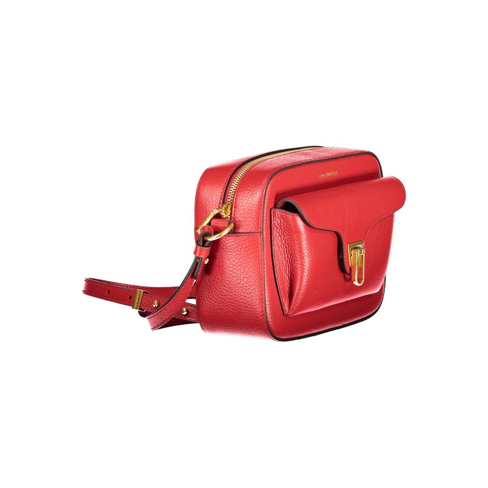 Coccinelle Damen-Tasche aus Rosso-Leder mit verstellbarem Riemen und Taschen