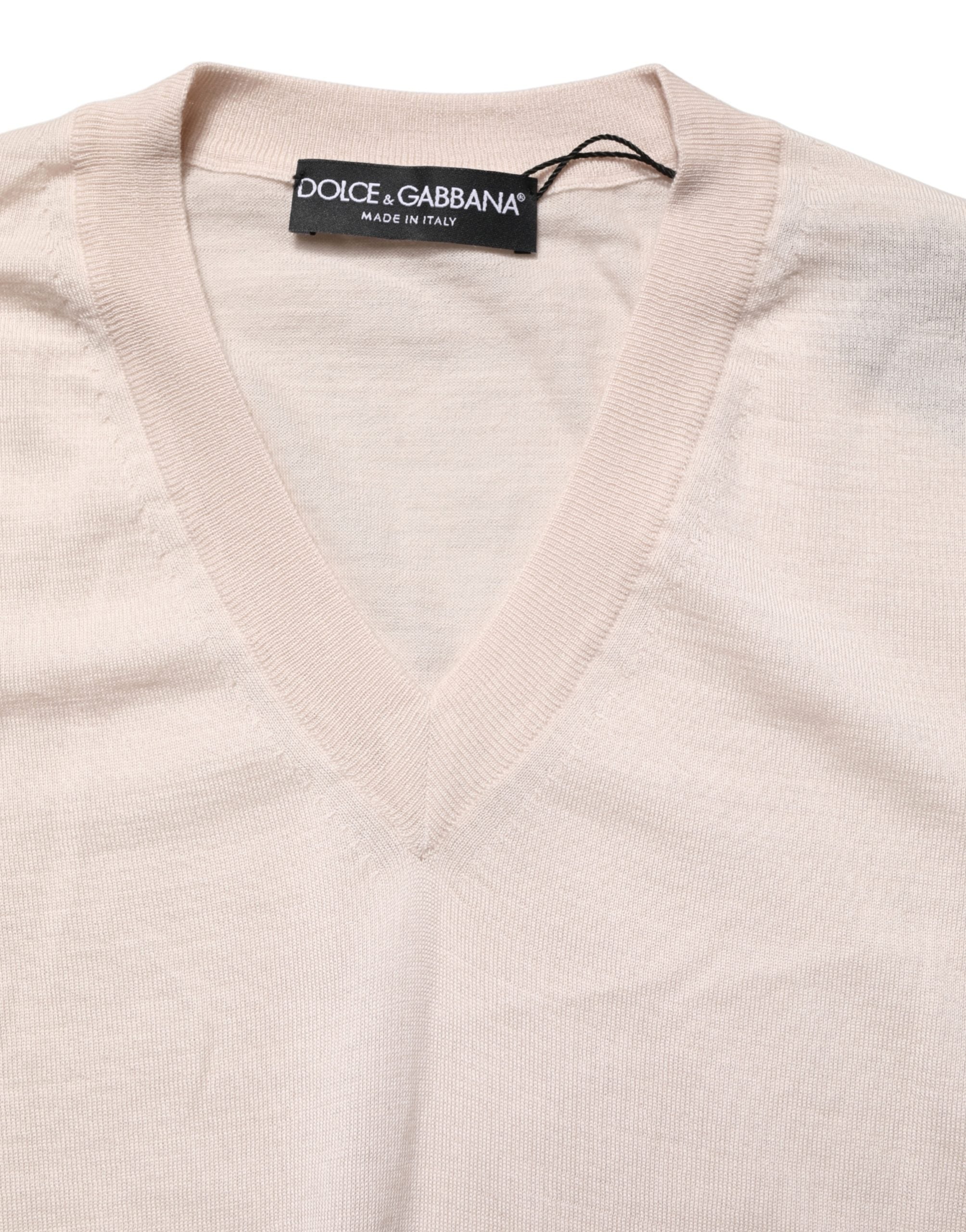 Dolce & Gabbana Beige Kaschmir V-Ausschnitt Herren Pullover Pullover