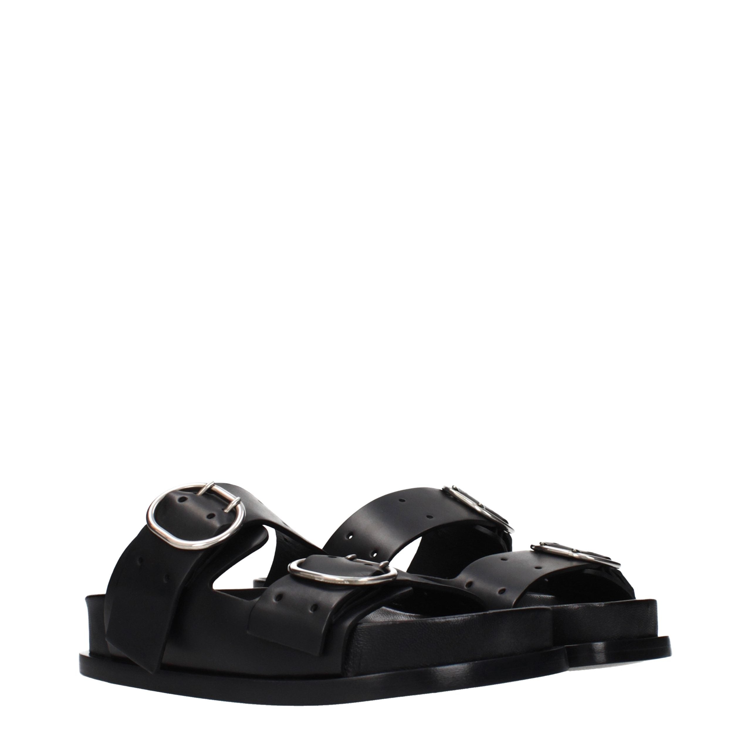 Jil Sander Schwarze Leder-Slipper