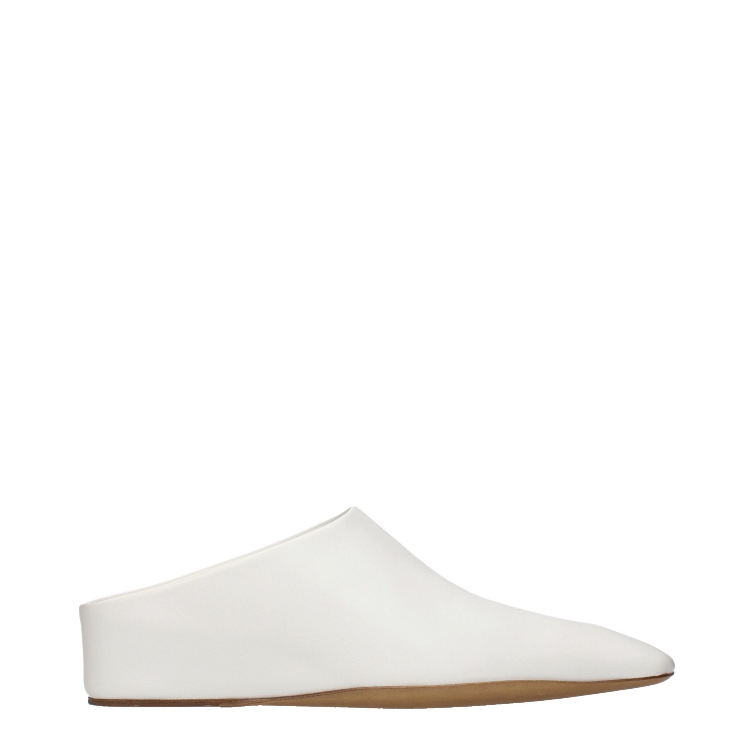 Jil Sander Weiße Leder-Pantoffeln