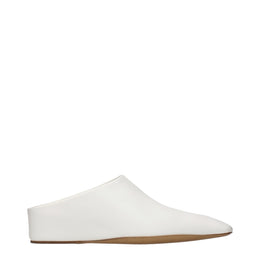 Jil Sander Weiße Leder-Pantoffeln
