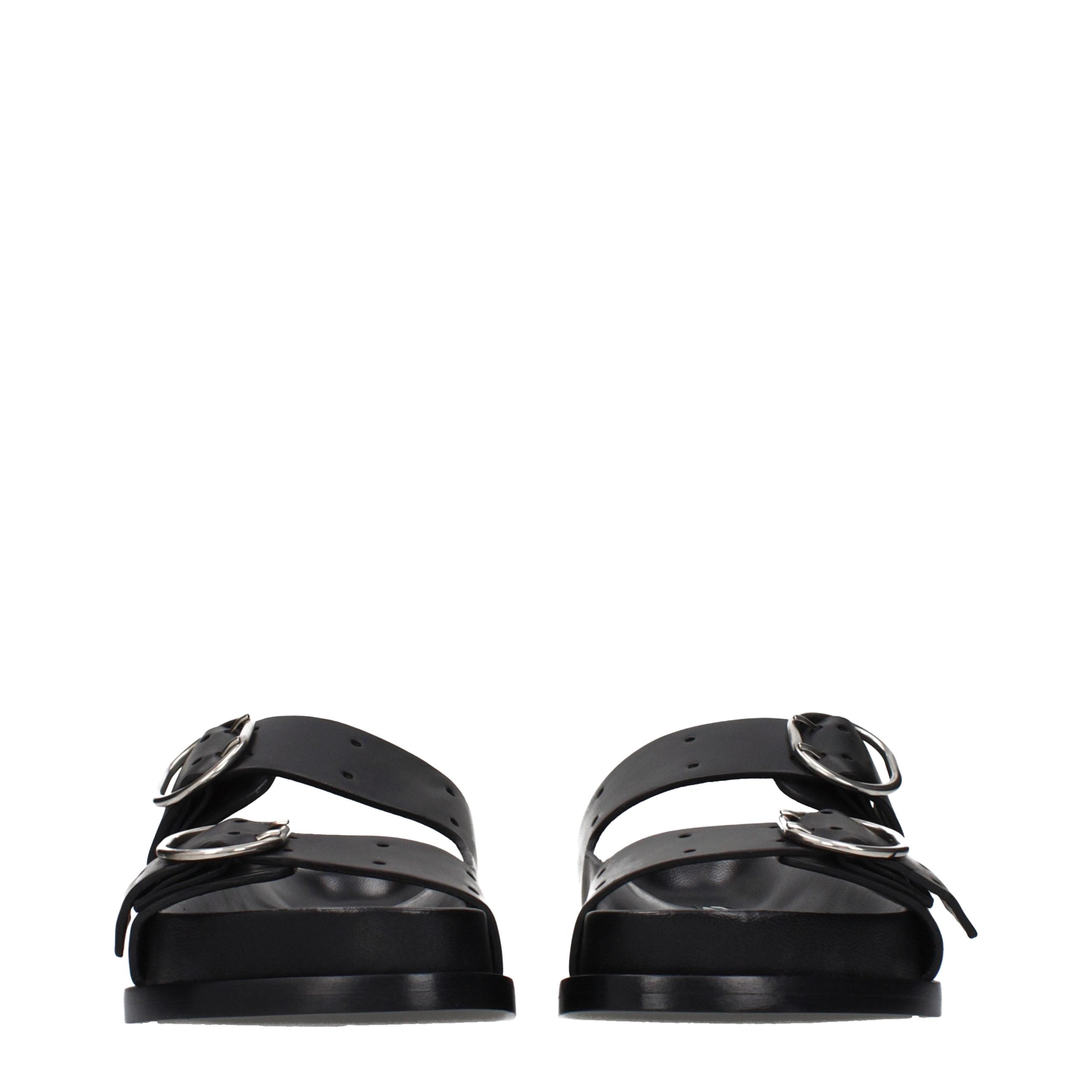 Jil Sander Schwarze Leder-Slipper