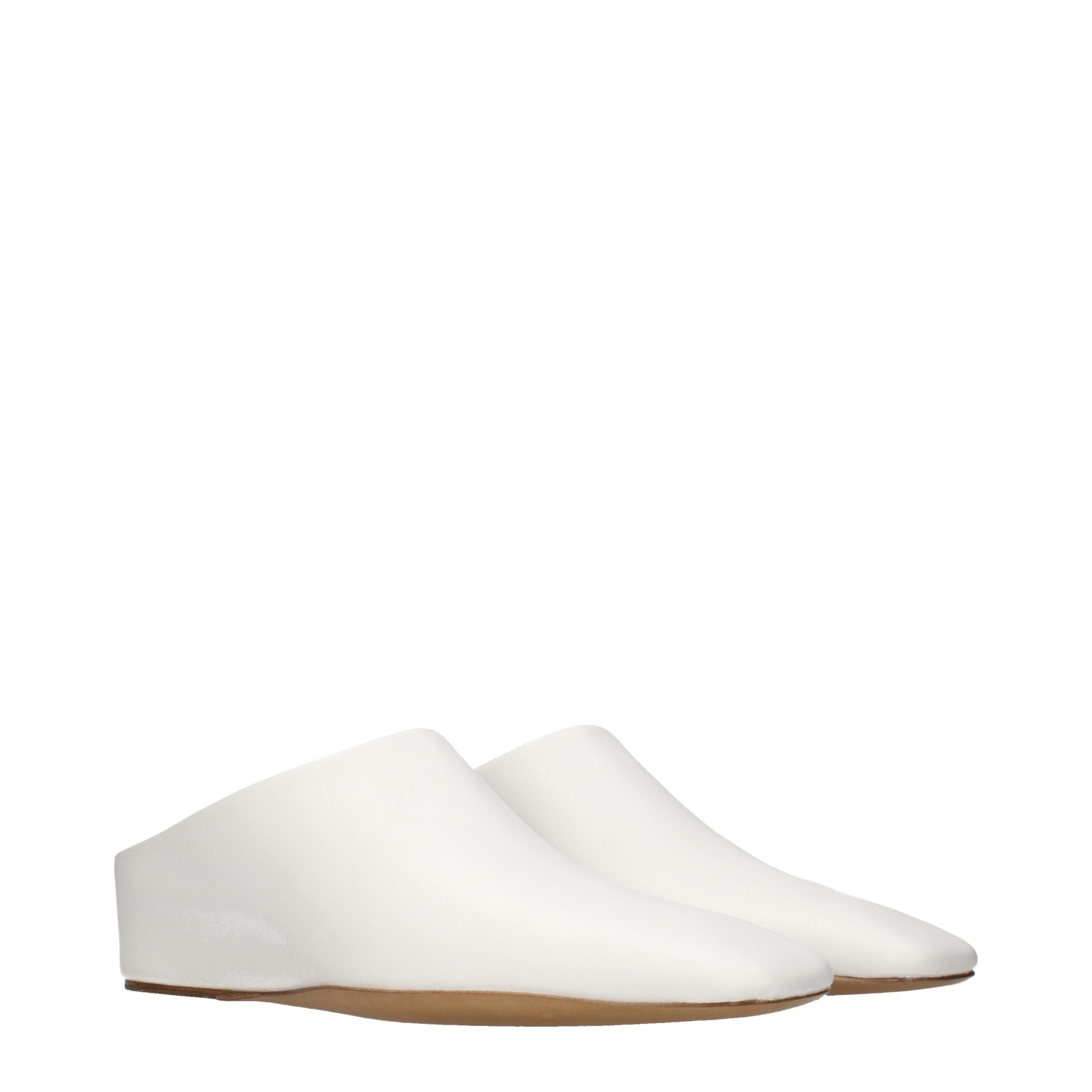 Jil Sander Weiße Leder-Pantoffeln