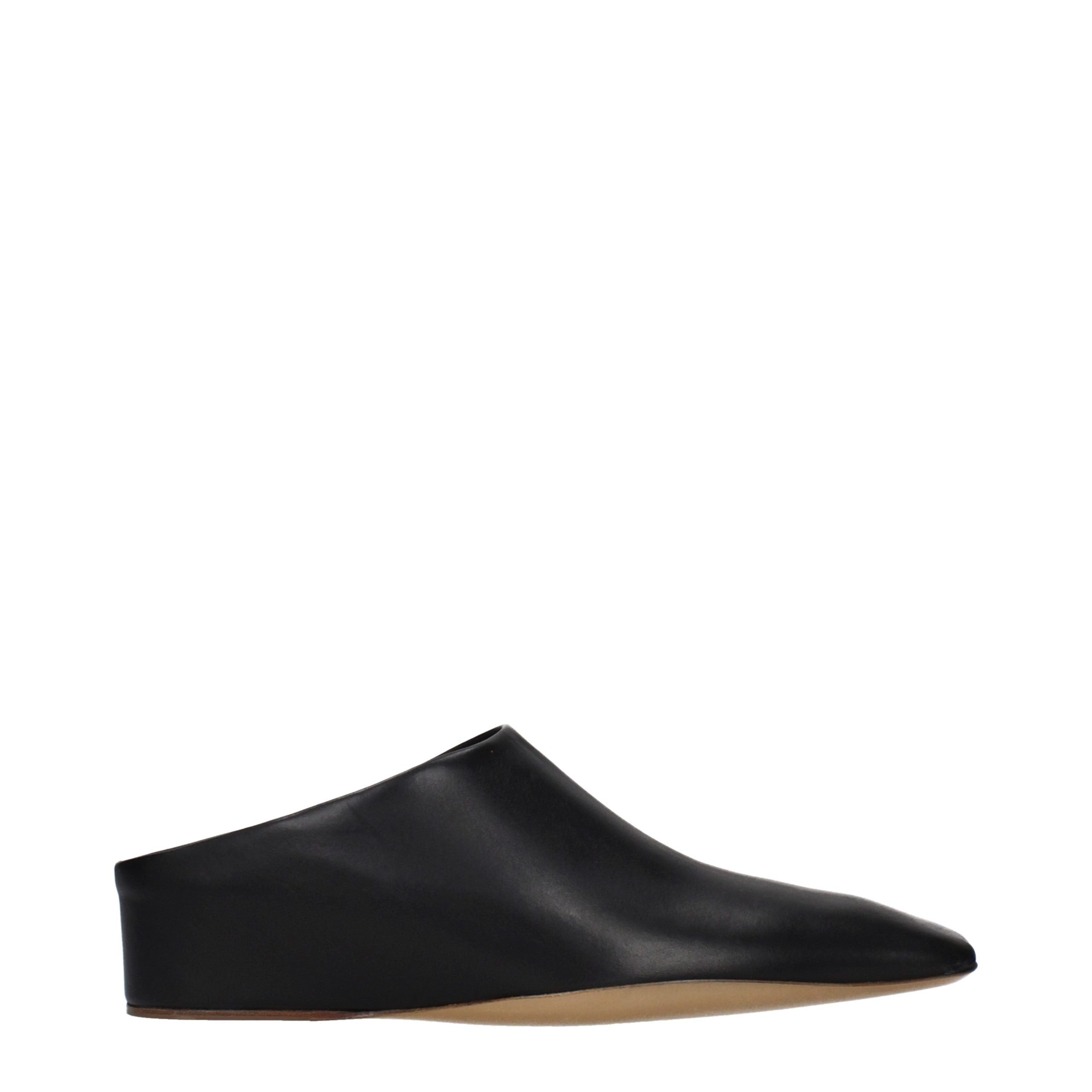 Jil Sander Schwarze Leder-Slipper