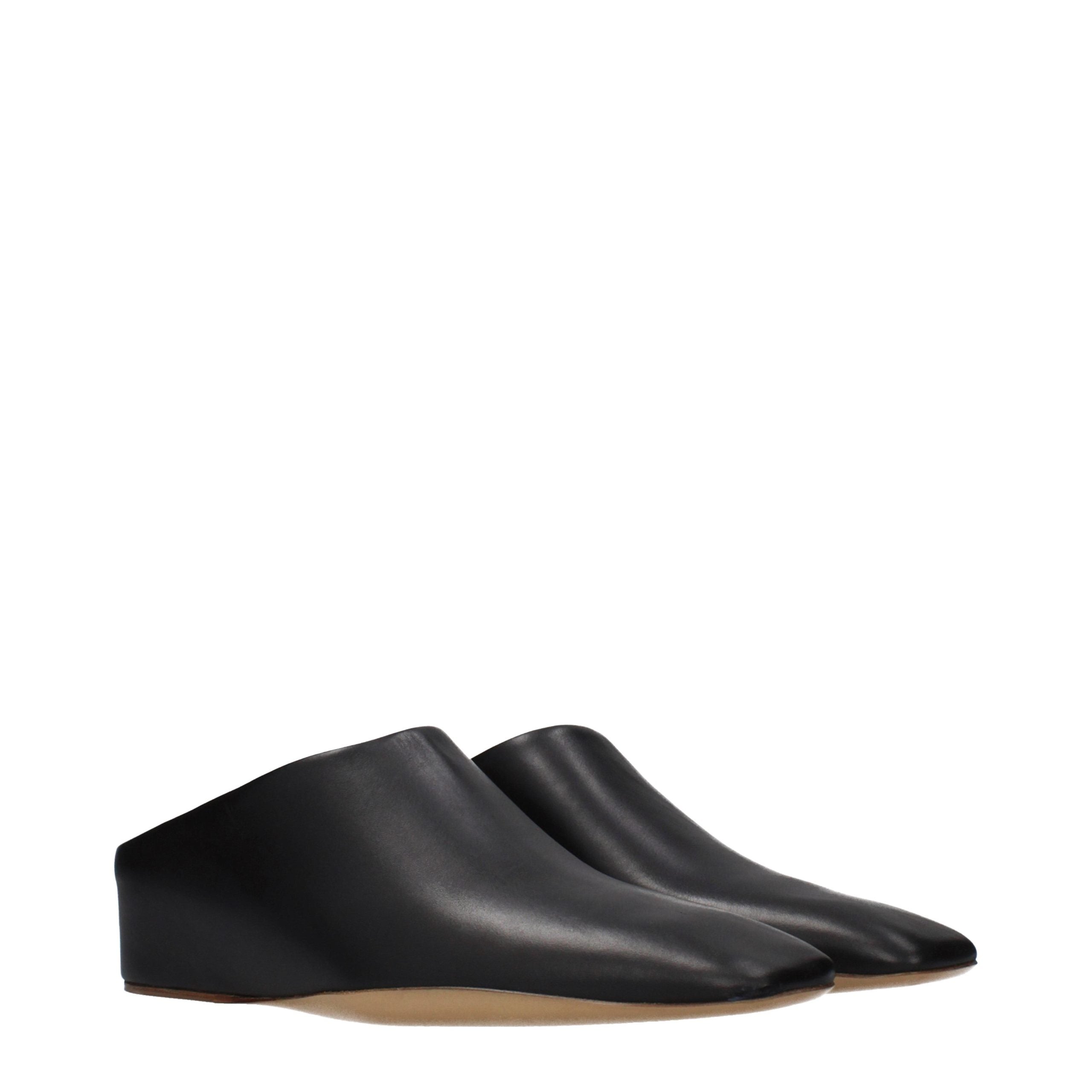 Jil Sander Schwarze Leder-Slipper