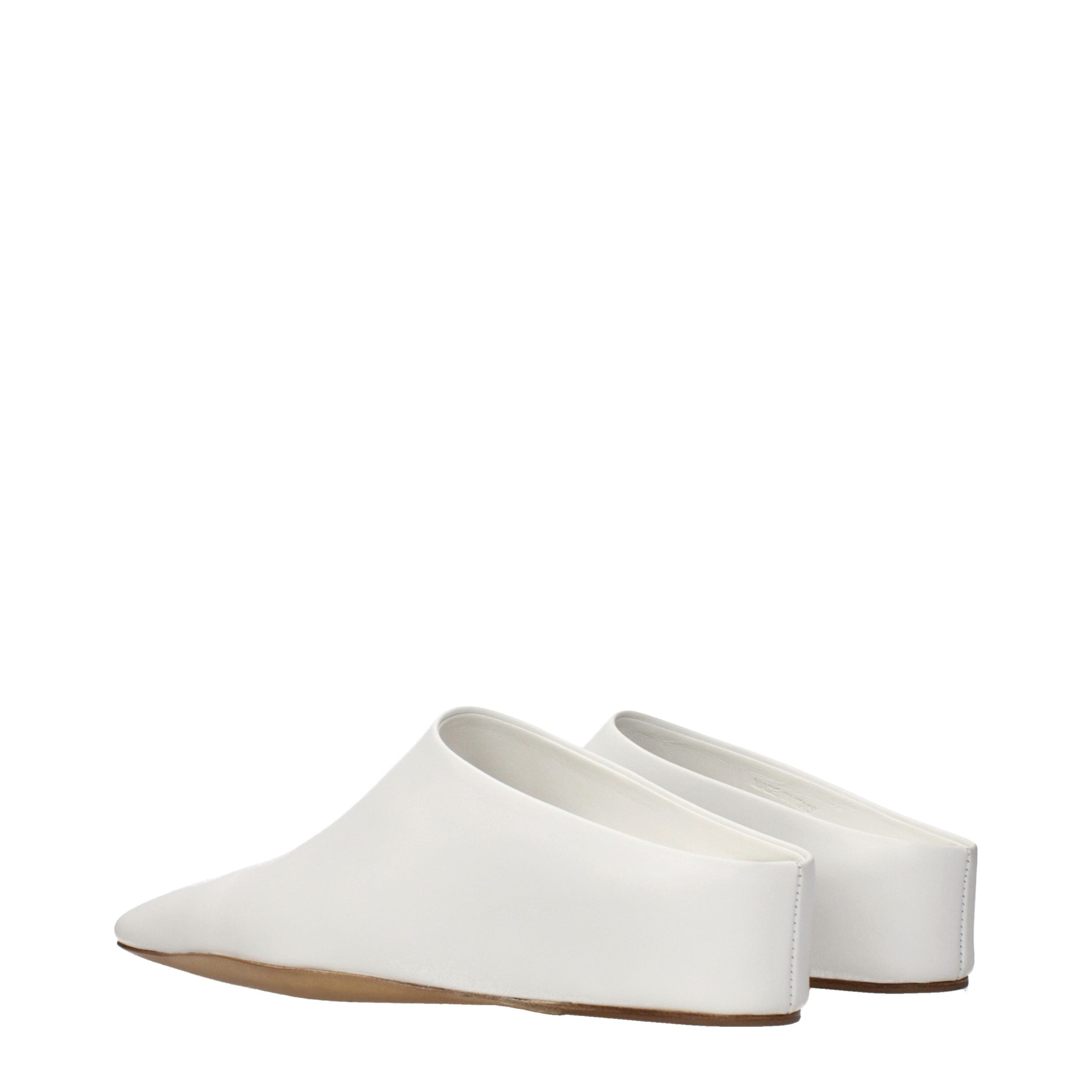 Jil Sander Weiße Leder-Pantoffeln