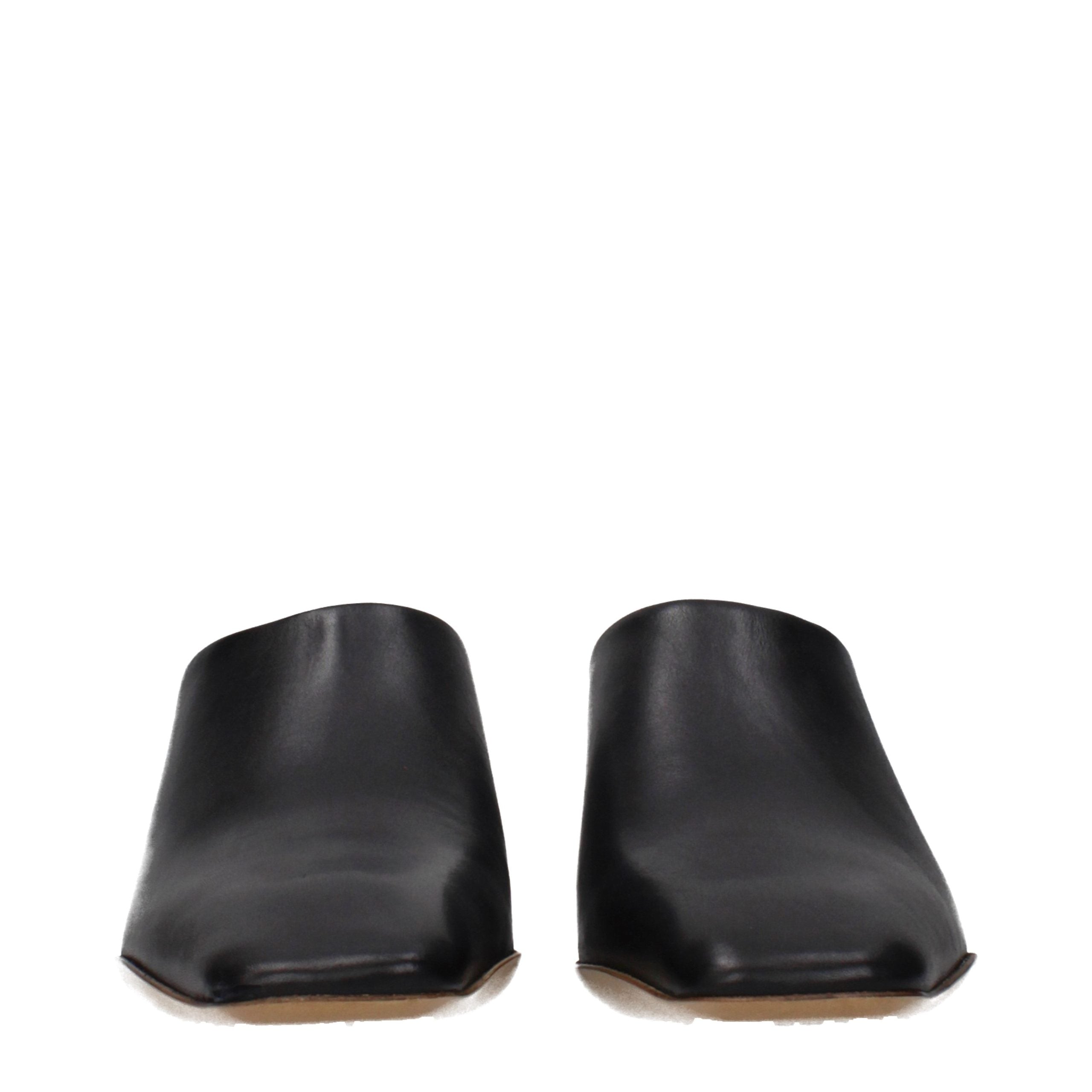 Jil Sander Schwarze Leder-Slipper