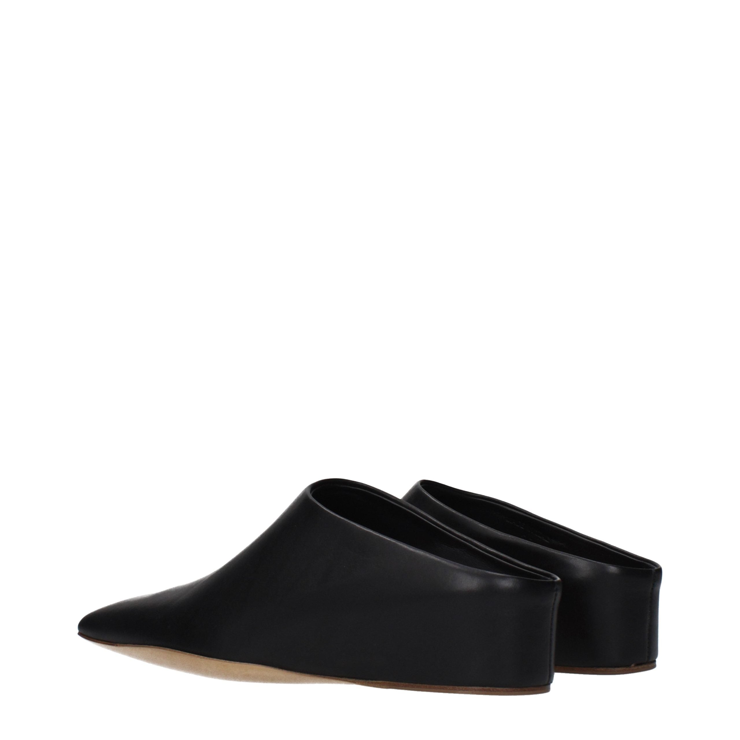 Jil Sander Schwarze Leder-Slipper