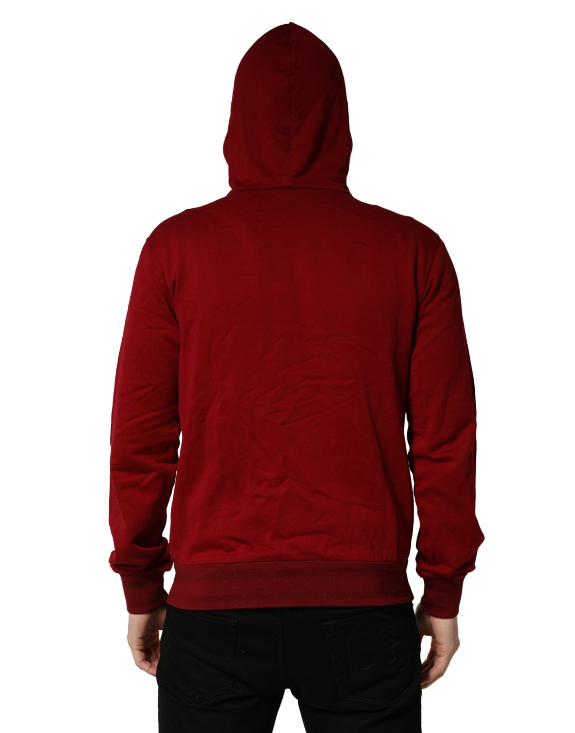 Dolce & Gabbana Herren Kapuzenpullover aus roter Baumwolle mit durchgehendem Reißverschluss