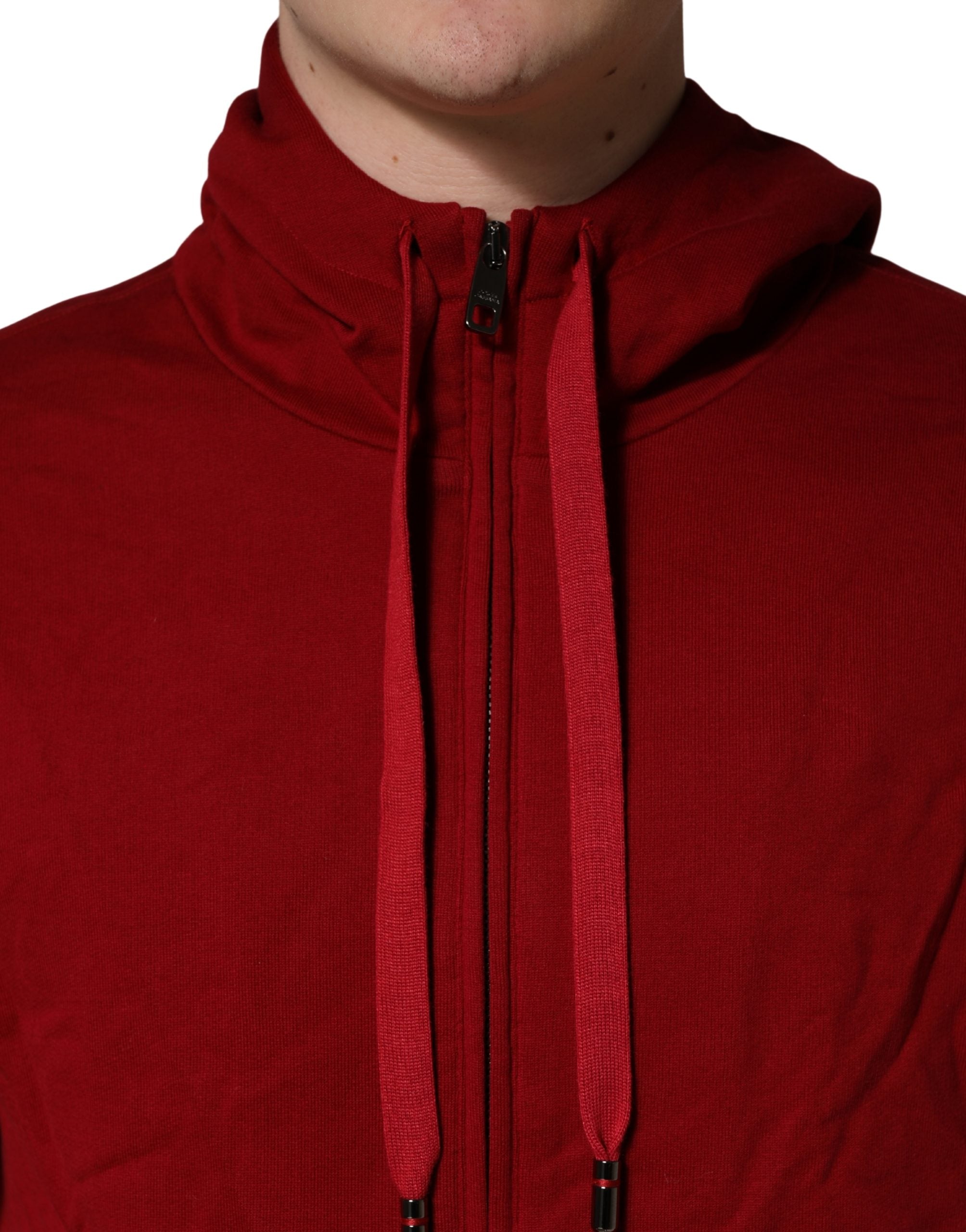 Dolce & Gabbana Herren Kapuzenpullover aus roter Baumwolle mit durchgehendem Reißverschluss
